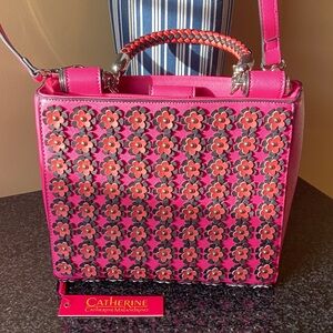 Catherine Malandrino Magenta Floral Annabelle Satchel Bag